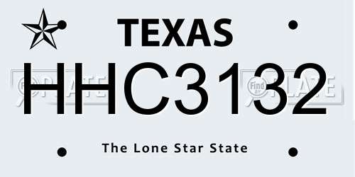 HHC3132 Texas License Plate
