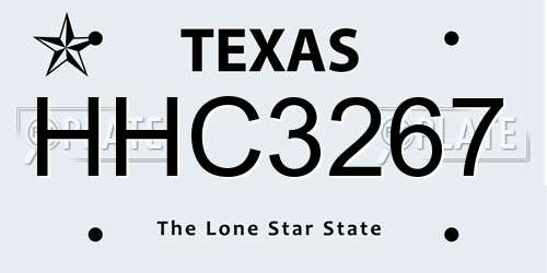 HHC3267 Texas License Plate