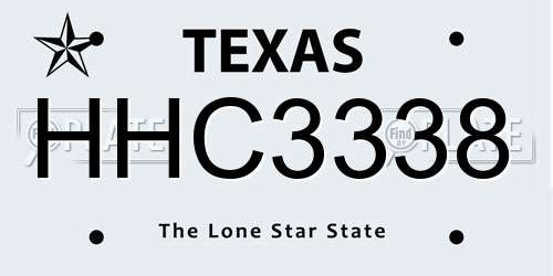HHC3338 Texas License Plate
