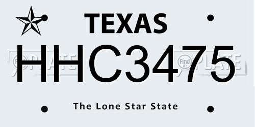 HHC3475 Texas License Plate