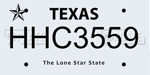 HHC3559 Texas License Plate