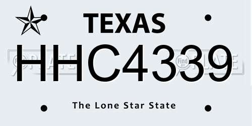 HHC4339 Texas License Plate