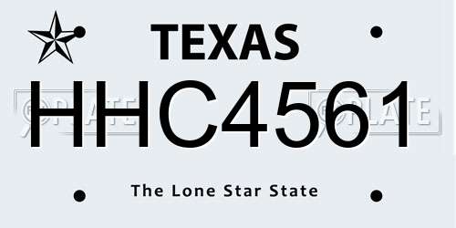 HHC4561 Texas License Plate