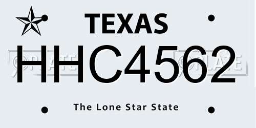HHC4562 Texas License Plate