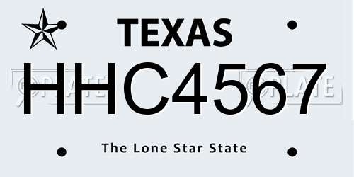 HHC4567 Texas License Plate