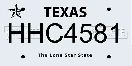 HHC4581 Texas License Plate