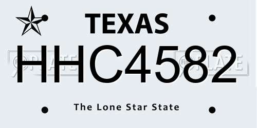 HHC4582 Texas License Plate