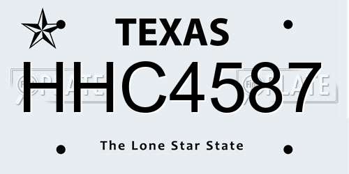 HHC4587 Texas License Plate