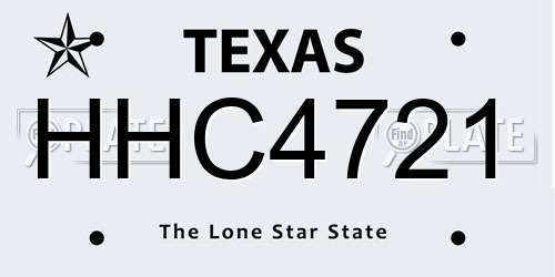 HHC4721 Texas License Plate