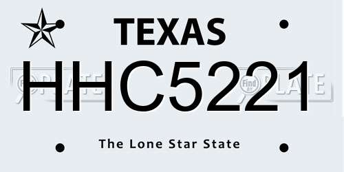 HHC5221 Texas License Plate