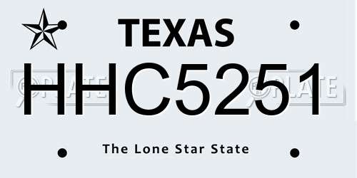 HHC5251 Texas License Plate
