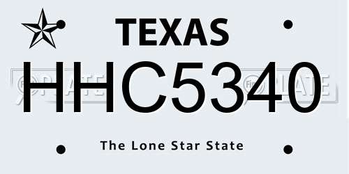 HHC5340 Texas License Plate