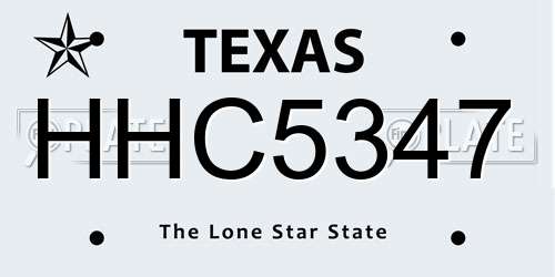 HHC5347 Texas License Plate