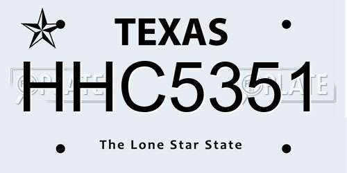 HHC5351 Texas License Plate