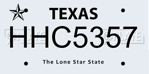 HHC5357 Texas License Plate