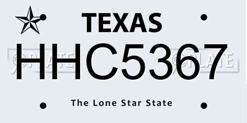 HHC5367 Texas License Plate