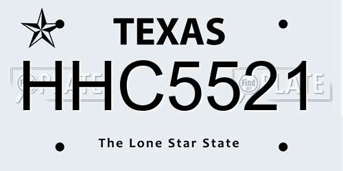 HHC5521 Texas License Plate