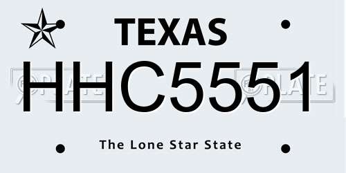 HHC5551 Texas License Plate