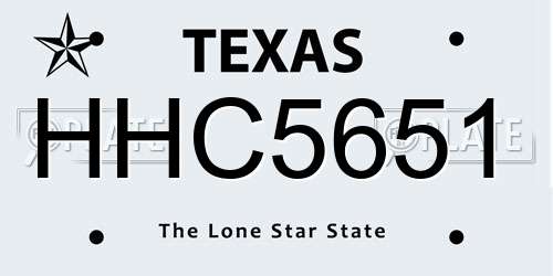 HHC5651 Texas License Plate