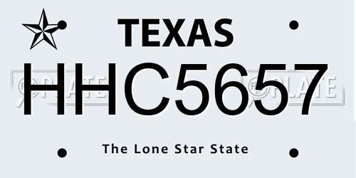 HHC5657 Texas License Plate