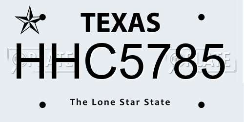 HHC5785 Texas License Plate
