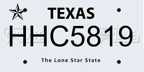 HHC5819 Texas License Plate