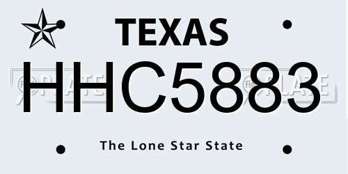 HHC5883 Texas License Plate