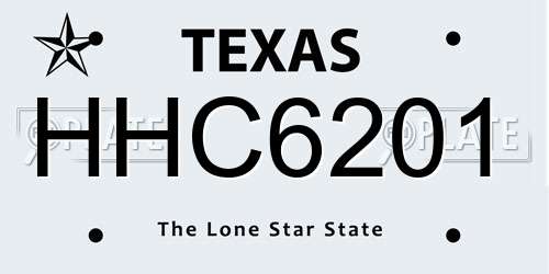HHC6201 Texas License Plate