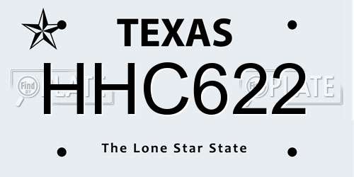 HHC622 Texas License Plate
