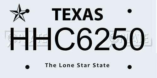 HHC6250 Texas License Plate