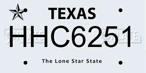 HHC6251 Texas License Plate