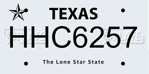 HHC6257 Texas License Plate