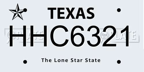 HHC6321 Texas License Plate
