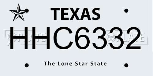 HHC6332 Texas License Plate