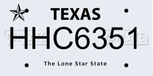 HHC6351 Texas License Plate