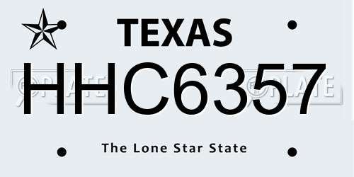 HHC6357 Texas License Plate