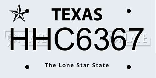 HHC6367 Texas License Plate