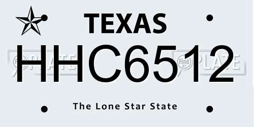 HHC6512 Texas License Plate