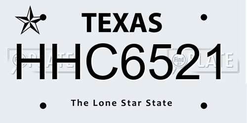 HHC6521 Texas License Plate