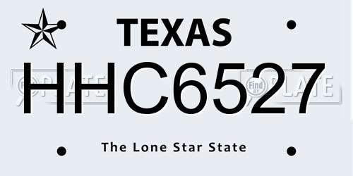 HHC6527 Texas License Plate
