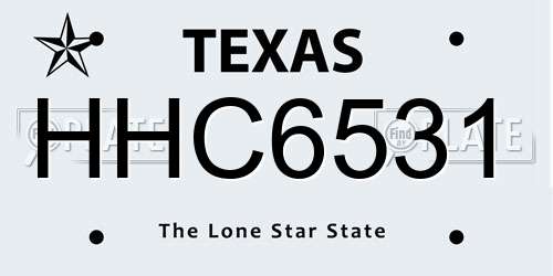 HHC6531 Texas License Plate