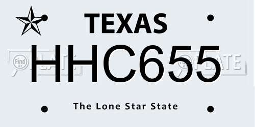 HHC655 Texas License Plate