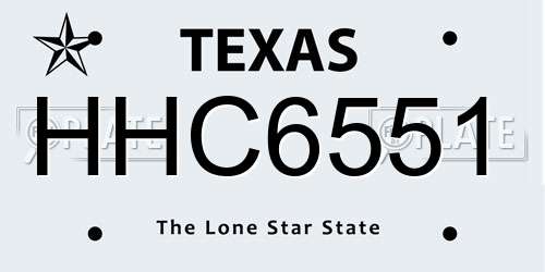 HHC6551 Texas License Plate