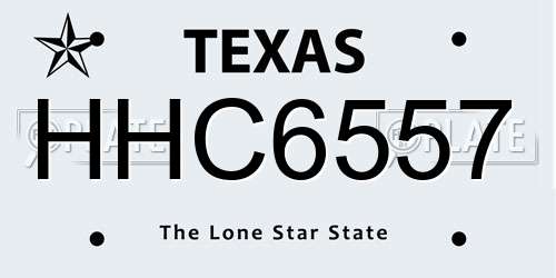 HHC6557 Texas License Plate