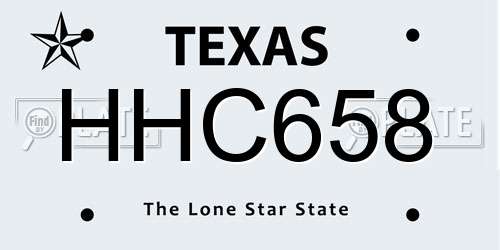 HHC658 Texas License Plate