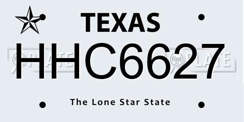 HHC6627 Texas License Plate