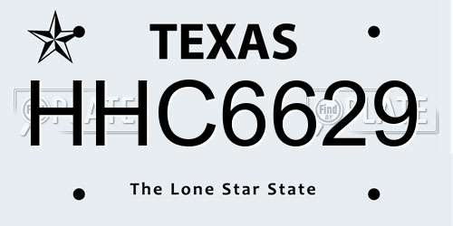 HHC6629 Texas License Plate