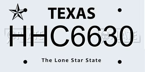 HHC6630 Texas License Plate