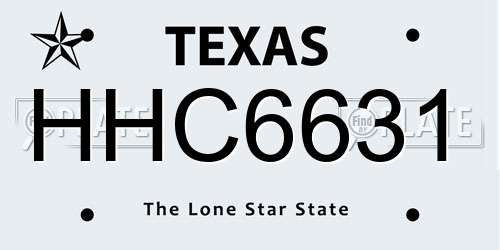 HHC6631 Texas License Plate