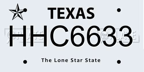 HHC6633 Texas License Plate